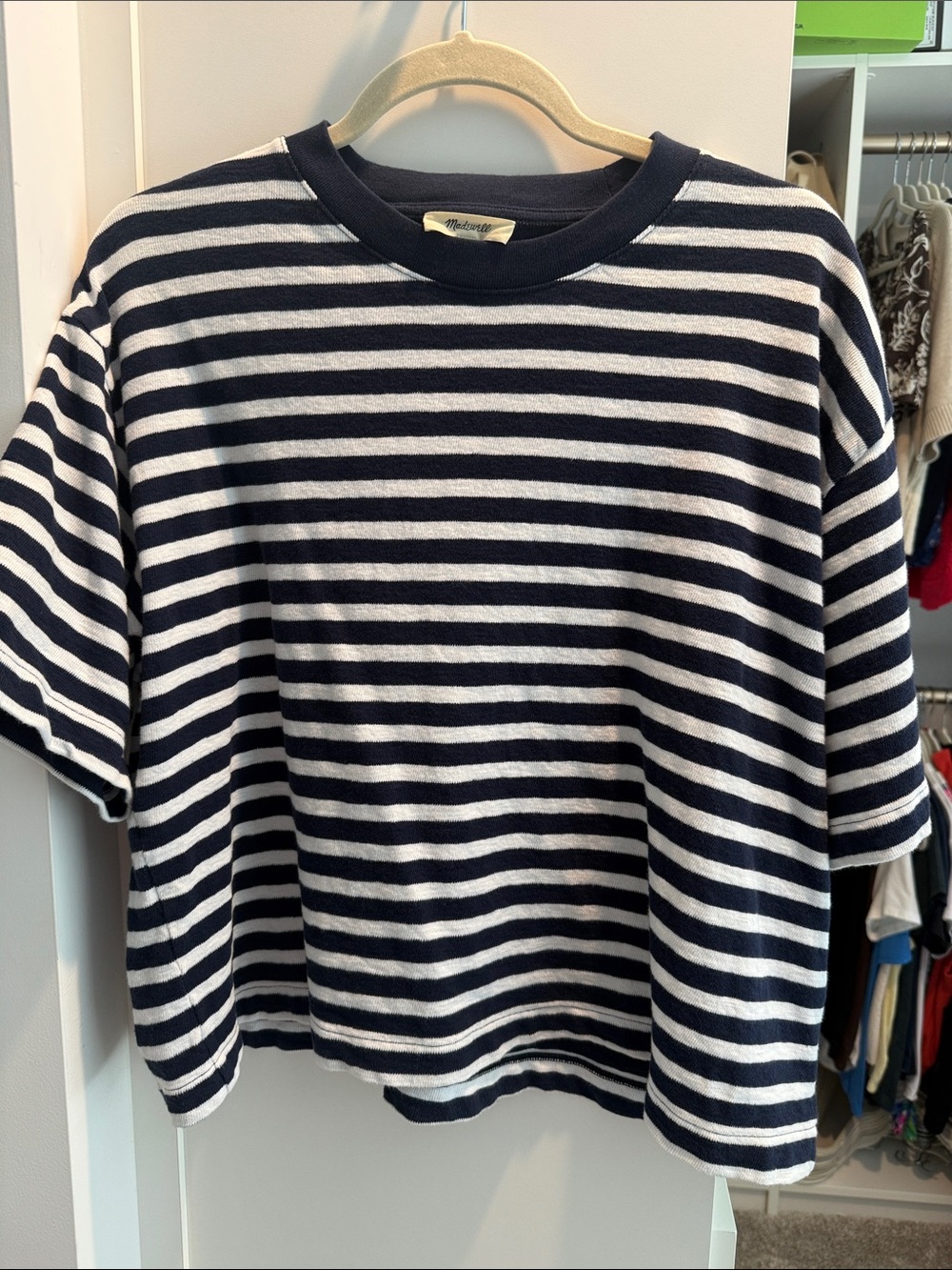 Madewell Navy & White Striped Short-Sleeve Top